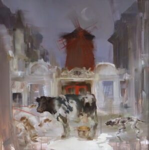 Sarah McRae Morton, Moulin a Violetta (SOLD), oil on panel, 24 x 24 inches