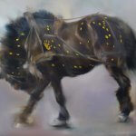 Sarah McRae Morton, The Making of the Yellow Roan, 2018, Oil on linen, 50 x 70 inches - SOLD