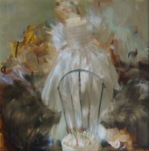 Sarah McRae Morton, Wild Wish Stitch (SOLD), oil on panel, 16 x 16 inches