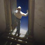 Greg Mort, The Watcher, 2015, oil on board, 36 x 29 inches