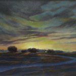 Greg Mort, Viridian Moonrise, 2015, pastel, 21 x 28 inches