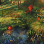 Scott Prior, Backyard in Spring, 2013, oil on panel, 8 1/2 x 8 inches