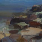 Christine Lafuente, Acadian Rocks, 2015, oil on linen, 12 x 16 inches