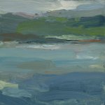 Christine Lafuente, Somes Sound, Summer Afternoon, 2014, oil on mounted linen, 8 x 8 inches