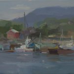 Christine Lafuente, Southwest Harbor Pier, 2015, oil on linen, 11 x 14 inches