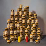 Robert C. Jackson, Burgers, oil on linen, 48 x 48 inches