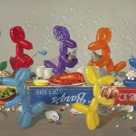 Robert C. Jackson, Enough With the Bubbles, oil on linen, 30 x 72 inches
