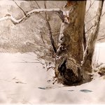 Andrew Wyeth, Possum Hollow, 1984, watercolor, 15 x 22 inches