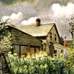 Charles Burchfield, August Morn, 1933-49, watercolor, charcoal and pencil on pieced paper laid on board, 25 x 34 inches