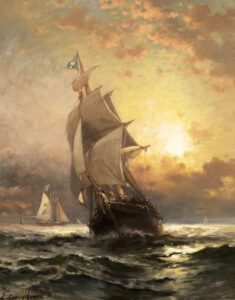 Edward Moran, Homeward Bound, oil on panel, 20 x 16 inches