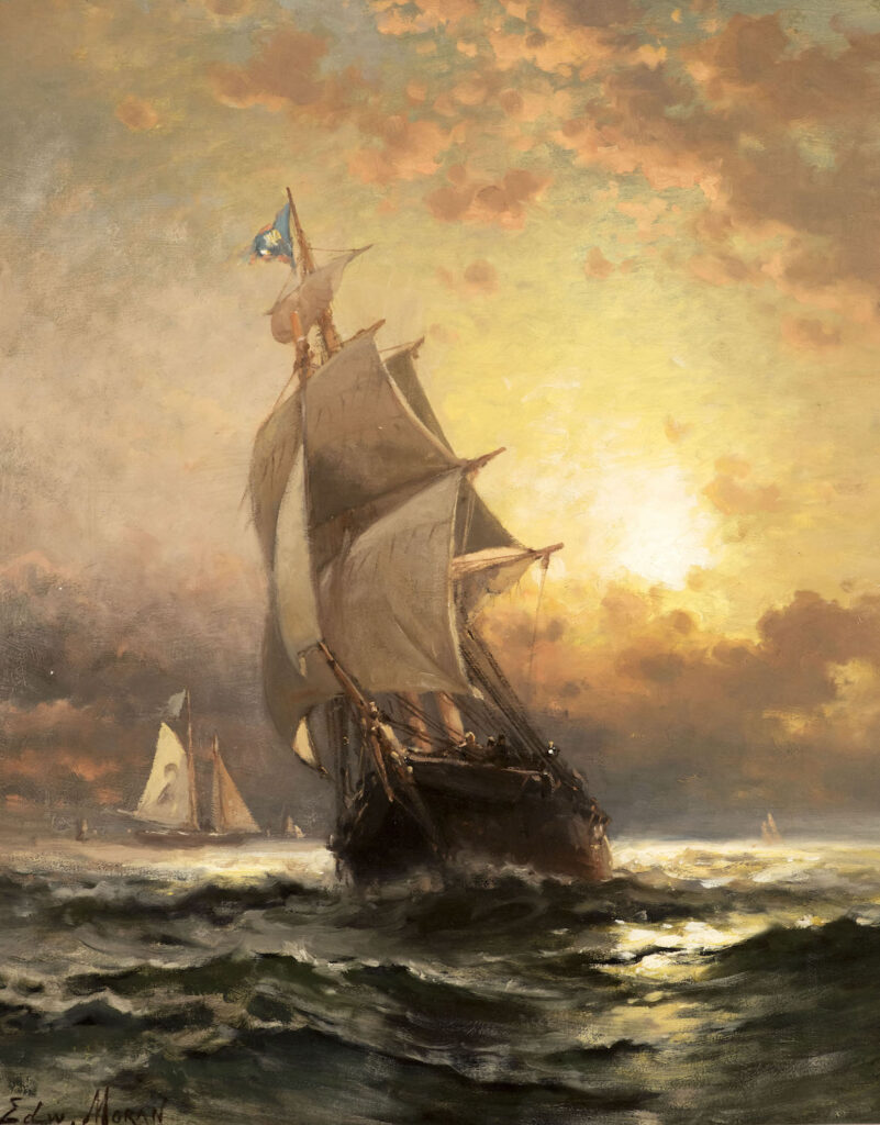 Edward Moran, Homeward Bound, oil on panel, 20 x 16 inches