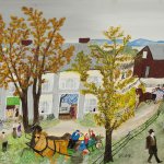 Grandma Moses, Thanksgiving, 1956, oil on pressed wood, 16 x 24 inches