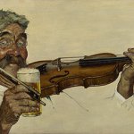 Norman Rockwell, The Fiddler, 1940, oil on canvas, 13 1/2 x 26 1/4 inches