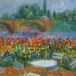 William Glackens, Untitled (Bridge and Restaurant), oil on canvas, 12 3/4 x 16 3/8 inches