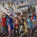 F. Scott Hess, The Triumph of Democracy, 2016, oil and egg tempera on polyester canvas, 36 x 36 inches