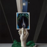 Scott Fraser, Below the Moon (Georgia O'Keefe tribute), oil on board, 23 1/2 x 18 inches