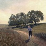 Timothy Barr, Morning Commute, oil on panel, 15 x 18 inches