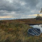 Timothy Barr, Silent Hope in an Empty Boat, oil on panel, 16 x 24 inches
