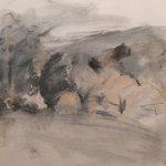 Mary Page Evans, Mountain Trees, charcoal and pastel on paper, 20 x 26 inches