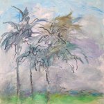 Mary Page Evans, Dancing Palms, oil on canvas, 42 x 37 1/2 inches