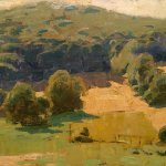 Jon Redmond, Mowing Geometry II, oil on board, 10 x 10 inches