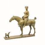 Olivia Musgrave, Large Amazon with Dog, Bronze, 23 ¼ x 25 x 9 ½ inches, Edition of 9