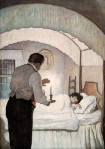 N.C. Wyeth (1882-1945), He looked at the boy a long time and fancied he could see some resemblance to the portrait (SOLD), The Little Shepherd of Kingdom Come, 1930/1931, Oil on canvas, 34 x 25 1/4 inches