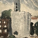 Arthur Dove (1880 - 1946), Flour Mill in Rain, 1938, Watercolor, 5 x 7 inches