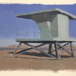 Francis Di Fronzo, Study for Lifeguard Shack, 2018, Watercolor and gouache on paper, 6 x 8 inches