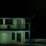 Francis Di Fronzo, The Motel (Part 4), 2017, Oil over watercolor and gouache, 31x61 inches