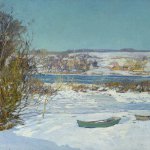 Edward Redfield (1869 - 1965), Frozen Creek, Oil on canvas, 38 x 50 inches