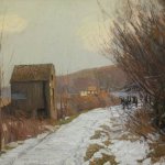 Edward Redfield (1869 - 1965), Winter Road, Oil on canvas, 26 x 32 inches