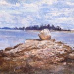 Michael Doyle, Glacier Erratic, 2018, Oil on panel, 20 x 24 inches