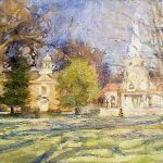 Michael Doyle, Parson on the Green, 2018, Oil on Masonite, 12 3/4 x 6 1/2 inches