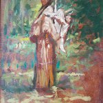 Michael Doyle, Sacagawea, 2018, Oil on board, 6 1/2 x 4 3/4 inches