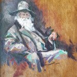 Michael Doyle, Walt Whitman, 2018, Oil on board, 6 1/2 x 4 3/4 inches