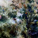 Sarah McRae Morton, The Thread of Semper Augustus, 2018, Oil on linen, 74 x 120 inches