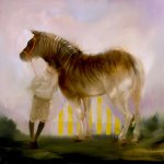 Sarah McRae Morton, Wilding Rosie, the Unbridled Quagga, 2018, Oil on linen, 24 x 24 inches