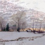 Timothy Barr, The Keep, 2018, oil on panel, 24 x 40 inches