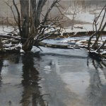 Peter Sculthorpe, Winter in Frog Hollow (Study), 2015, Oil on mounted linen, 10 x 20 inches