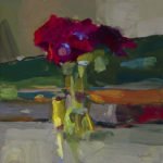 Christine Lafuente (b.1968), Anemones, Violin and Thread, 2019, Oil on linen, 10 x 10 inches