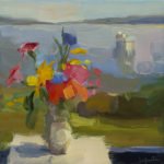 Christine Lafuente (b.1968), Wildflowers and Boat, 2018, Oil on linen, 10 x 10 inches
