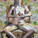 Holly Trostle Brigham, Cybele on Her Birthing Throne, 2001, Watercolor, 60 x 40 inches