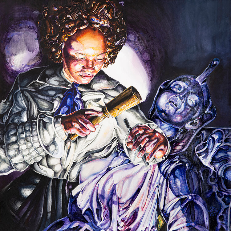 Holly Trostle Brigham, Edmonia and Cleopatra, 2018, Watercolor, 29 1/2 x 29 1/2 inches