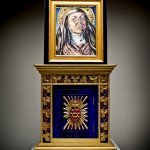 Holly Trostle Brigham, Hildegard's Box, 2013, Oil, watercolor, wax, metal, light and music, 21 1/2 x 21 1/2 x 44 inches