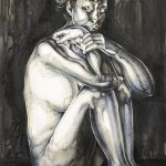 Holly Trostle Brigham, Luna, 2017, Ink and watercolor on gessoed paper, 39 x 27 1/2 inches