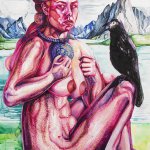 Holly Trostle Brigham, Valkyrie, 2017, Watercolor on gessoed paper, 39 x 27 1/2 inches