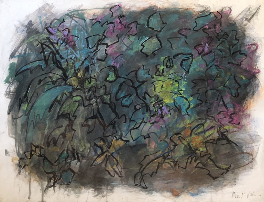 Mary Page Evans, Evening Tropics, 2019, Mixed media on paper, 20 x 26 inches