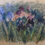 Mary Page Evans, Goodstay Iris, Mixed media on paper, 20 x 25 1/2 inches