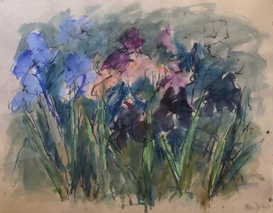 Mary Page Evans, Goodstay Iris, Mixed media on paper, 20 x 25 1/2 inches